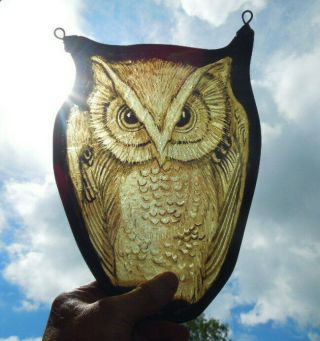 Vintage Stained Glass Fragment of an Owl. 2