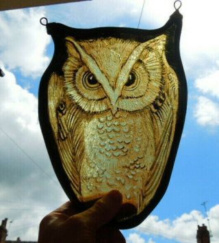 Vintage Stained Glass Fragment of an Owl. 3