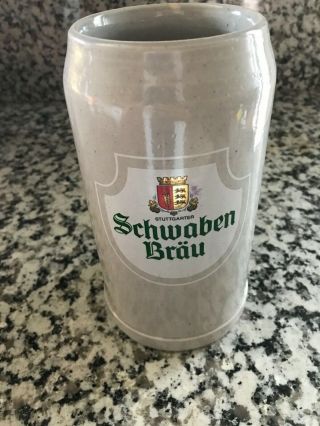 Vintage German Stuttgarter Schwaben Brau Stoneware Beer Stein Mug 1 Liter