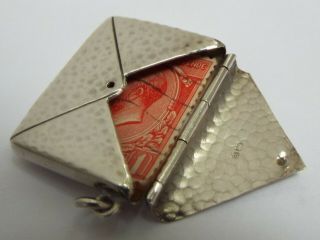 Lovely English Antique 1904 Solid Silver Novelty Envelope Stamp Case