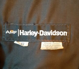 Vintage Harley Davidson Amf Leather Vest Men Size 42 Medium Full Zip Lined