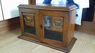 A Good Edwardian Oak Smokers Cabinet