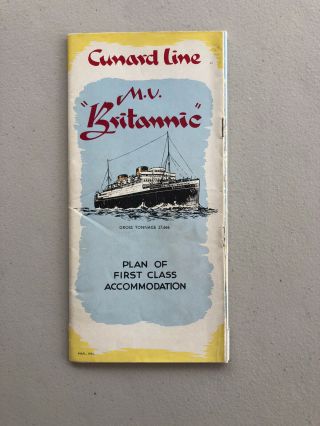 Cunard Line Mv Britannic First Class Color Deck Plan 3/55