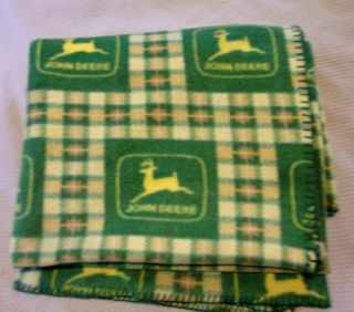 Vtg John Deere Fleece Throw Blanket 50 " X 60 " 100 Polyester David Textiles Usa
