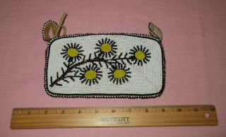 Vintage Native American Indian Beaded Leather Pouch Hand Bag Wallet