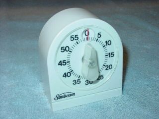 Vtg Sunbeam 60 Minute Single Ring Kitchen Timer Vintage White Dial Usa Exc