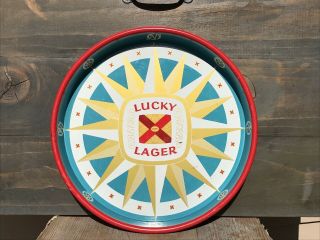 Vintage Lucky Lager Beer Metal Serving Tray 13”
