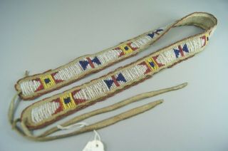 Good Antique Native American Indian Plains Beaded Beadwork Strip Dr.  Black Coll.