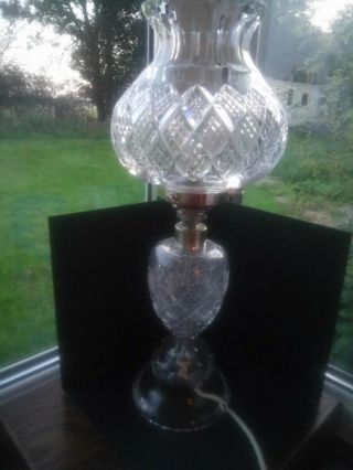 Vintage Cut Glass Crystal Table Lamp Light Matching Shade,  Very Heavy Vgc 17 " Ap