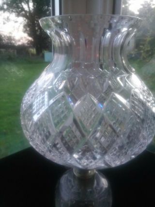 VINTAGE CUT GLASS CRYSTAL TABLE LAMP light matching shade,  very heavy vgc 17 
