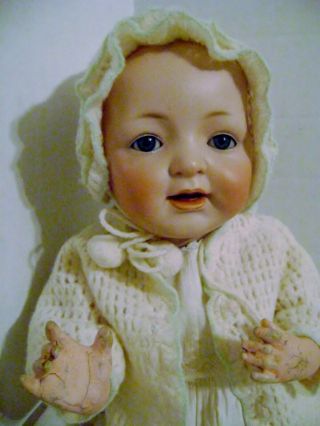 German Bisque Head Kestner Baby Doll Jdk 19 " Painted Hair Vry Gd Shape,  Clothes