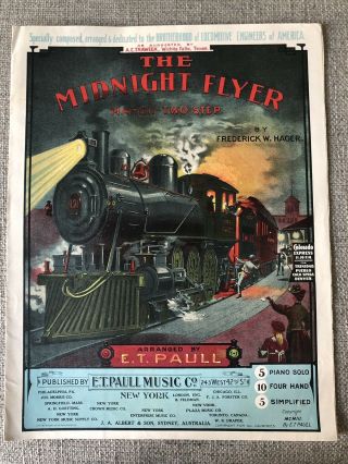 Old Sheet Music,  The Midnight Flyer March Two Step,  Colorado Express Train 1903