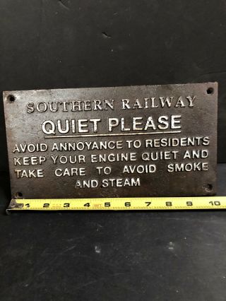 Vintage Southern Railway Cast Iron Quiet Please Plate