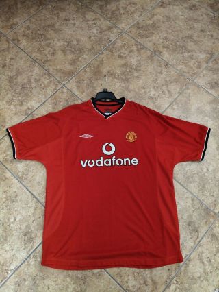 Vintage Umbro Manchester United Football Jersey 2000 Vodafone Red Xl
