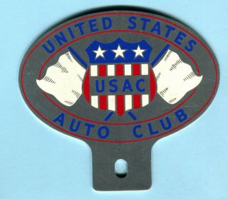 Vintage 1950s Usac United States Auto Club License Plate Topper