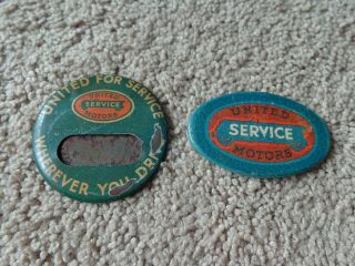 United Motor Service Station Gas Oil Auto Metal Name Badge And Mirror 1960s Sign