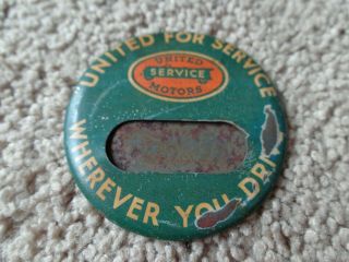 UNITED MOTOR SERVICE STATION GAS OIL AUTO Metal Name Badge and Mirror 1960s Sign 3
