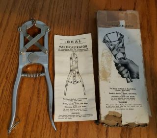 Vtg Ideal Band Castrator Lambs And Calves Bloodless Horn Removal Box