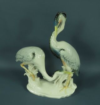 Vintage Karl Ens Germany Porcelain Large 9.  25 " Herons Cranes Birds Figurine