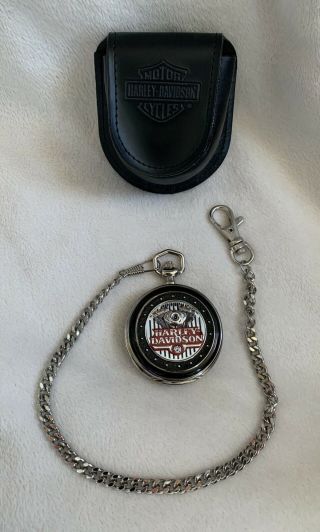 Franklin Harley Davidson Low Rider Pocket Watch With Carrying Case