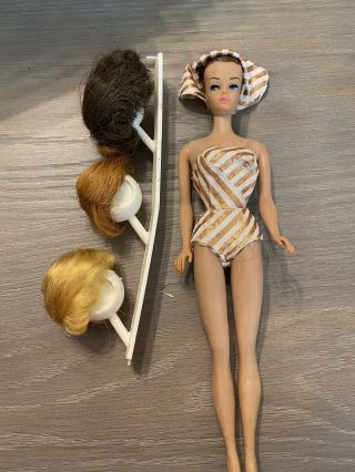 Vintage Barbie Fashion Queen Doll With Wigs And Stand - Clothes 1960’s