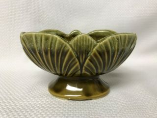 Vintage Green Ceramic Pedestal Oval Planter Usa Fan/sea Shell Pattern Euc