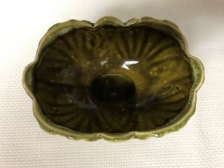 Vintage Green Ceramic Pedestal Oval Planter USA Fan/Sea Shell Pattern EUC 3