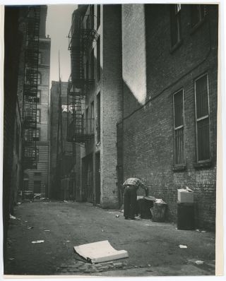 Vintage Alfred Statler York City Candid Street Photograph Moody Sunlit Alley