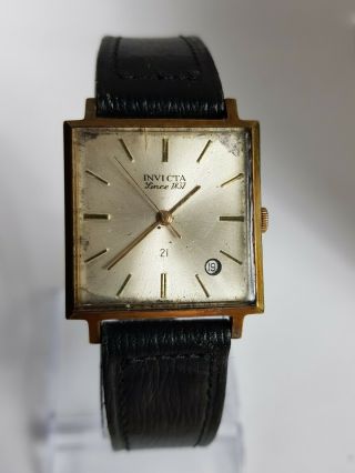 Vintage Invicta 21 Jewels Men ' s Squared Shaped Mechanical Watch 2