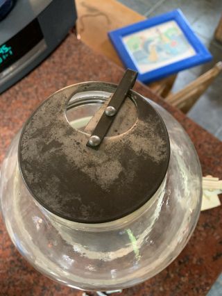 Antique Vintage Old Hoosier Jar Flour Dispenser Bin Ring Bracket Glass Lid Sugar 3