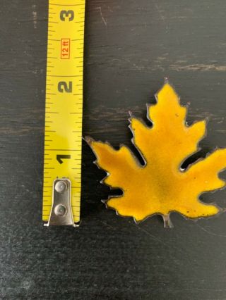 Vintage Enamel Copper Metal Mapel Leaf Gold Yellow Autumnal Canadian Brooch Pin