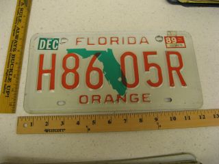 1989 89 Florida Fl License Plate Tag H86 05r Orange County Natural Sticker