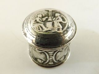 Antique Continental Silver Pill Box With Hinged Lid Ref 1212/4