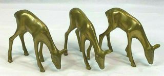 Vintage Brass Grazing Deer Set of 3 Doe ' s 4.  5 