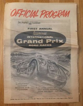 Pomona 1st Annual Grand Prix For Sports Cars Race Program 1959 Scca Racing