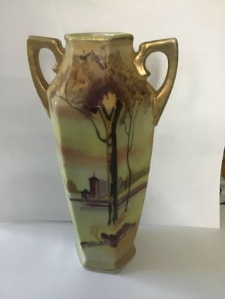 Vintage Nippon Tapered Porcelain Floral Vase
