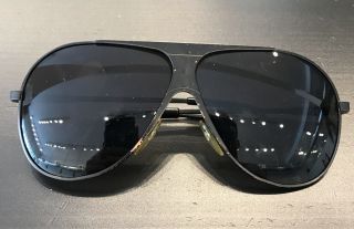 Black Vintage Metal Aviator Sunglasses With Grey Lenses And Hard Case