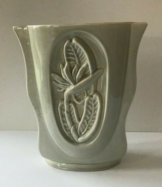 Vintage Art Deco Red Wing Pottery Green " Bird Of Paradise " Vase