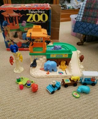 Vintage Fisher Price Zoo Complete With Well Worn Box,  From 1984