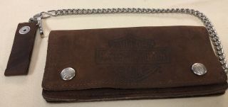 Vintage Harley Davidson Motorcycles Leather Chain Wallet -