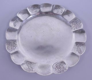 Sterling Silver Mexican Bton Colonial Style Scalloped Plate Scrap Or Not 147 Gr