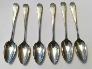Antique - Georgian King George Iii - Set Of X6 Solid Silver Tea Spoons - London - C1790
