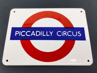 Garnier Piccadilly Circus London Underground Bullseye Mini Enamel Sign 3.  5 X 5”