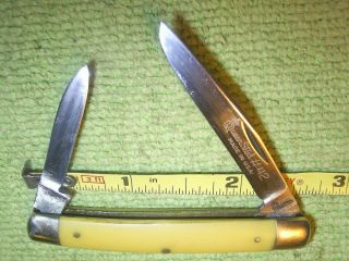 Vintage Usa Queen 42 Pocket Knife 2 5/8 " Delrin Handle Stainless Steel Blades