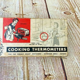 Vintage Tru - Temp Glass Candy Icing Deep Fat Cooking Thermometer w box 3