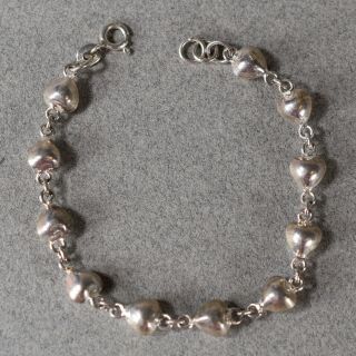 Vintage Sterling Silver Heart Link Bracelet 6.  5 Inches 925 - - 1395