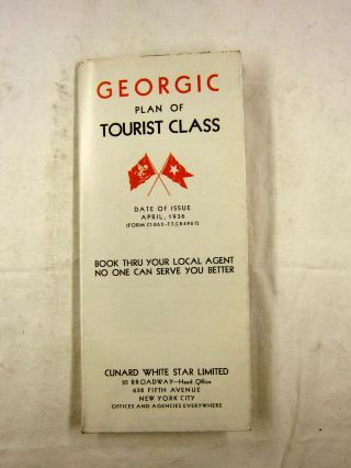 Georgic (cunard White Star) 1938 Plan Of Tourist Class Vg