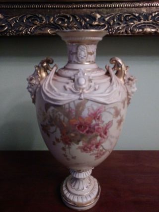 Antique Royal Worcester Hand Painted Porcelain Vase 12 ".