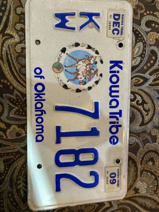 Oklahoma Kiowa Indian Tribe Kw License Plate Native American Early 2000s Desig