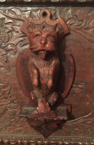 Antique Black Forest Hand Carved Wooden Dog Wall Plaque - Begging Terrier Dog